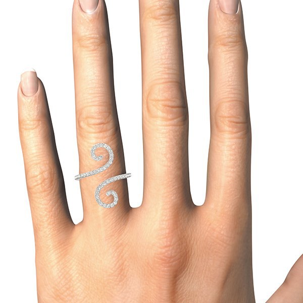 Anillo estilo calado abierto con diamantes en oro blanco de 14k (1/2 quilate de peso total)
