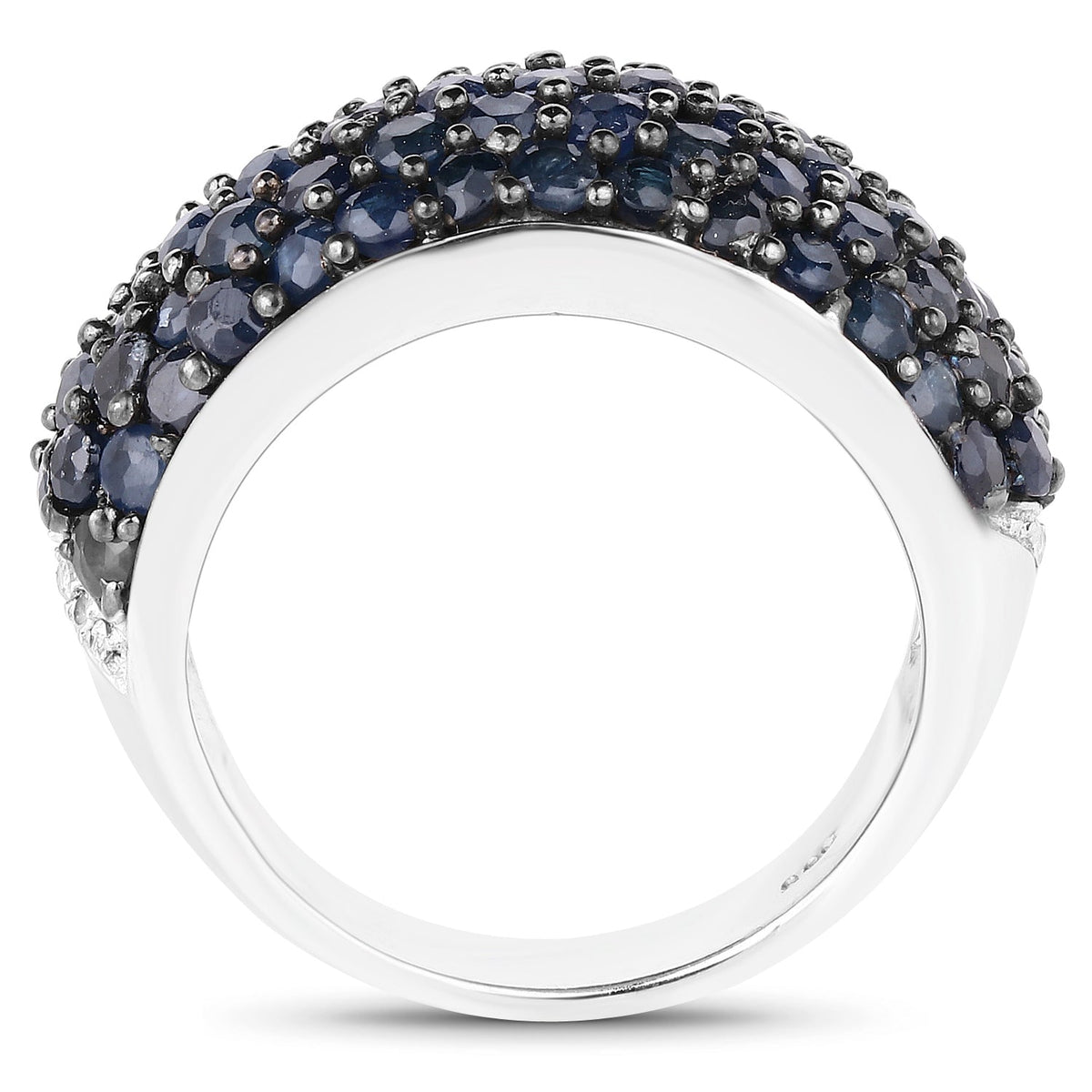 Anillo de plata de ley .925 con zafiro azul genuino de 3.28 quilates y topacio blanco