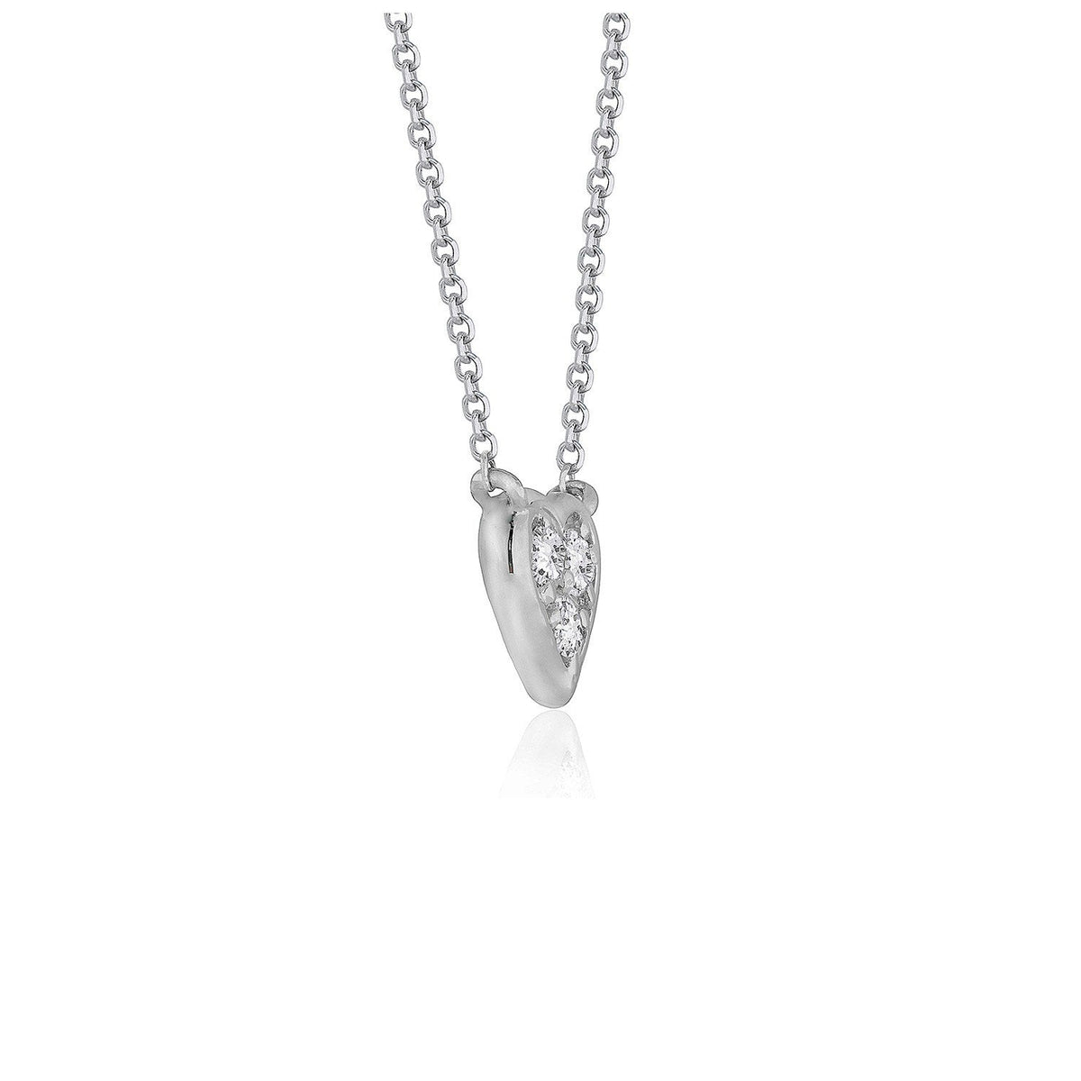 Colgante de oro blanco de 14k con diseño de corazón de diamante
