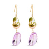 14K Yellow Gold Amethyst and Baroque Pearl Drop and Dangle Earrings 2