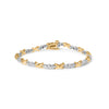 10K Two-Tone Gold 1/2 Cttw Diamond Alternating 3 Stone and X-Link 7