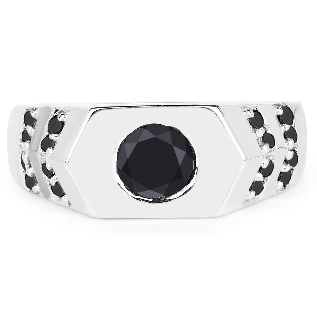 1.53 Carat Genuine Black Diamond .925 Sterling Silver Ring