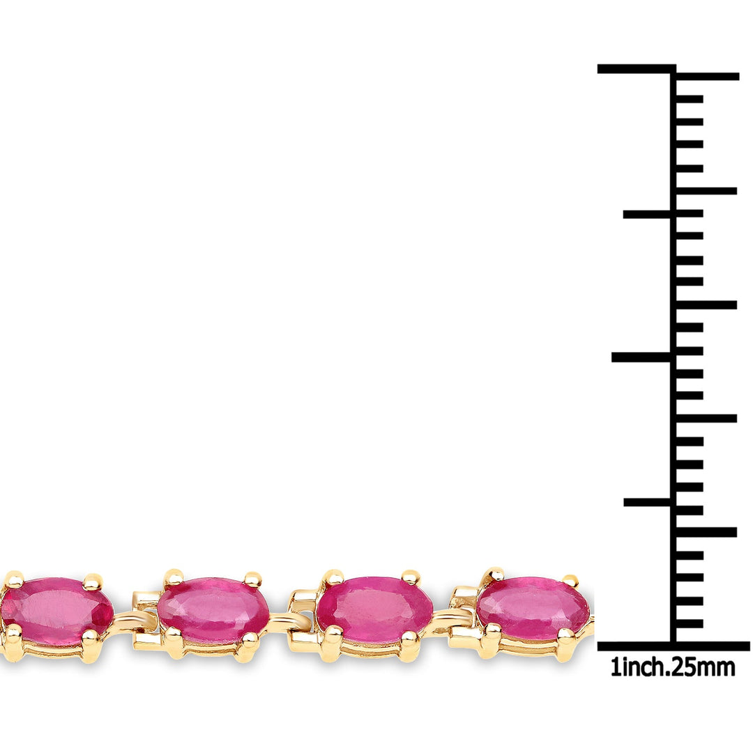 Pulsera de plata de ley .925 bañada en oro amarillo de 14 quilates con rubí relleno de cristal de 7.00 quilates