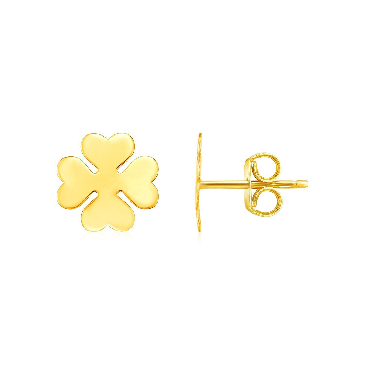 Pendientes de trébol de cuatro hojas de oro amarillo de 14 quilates