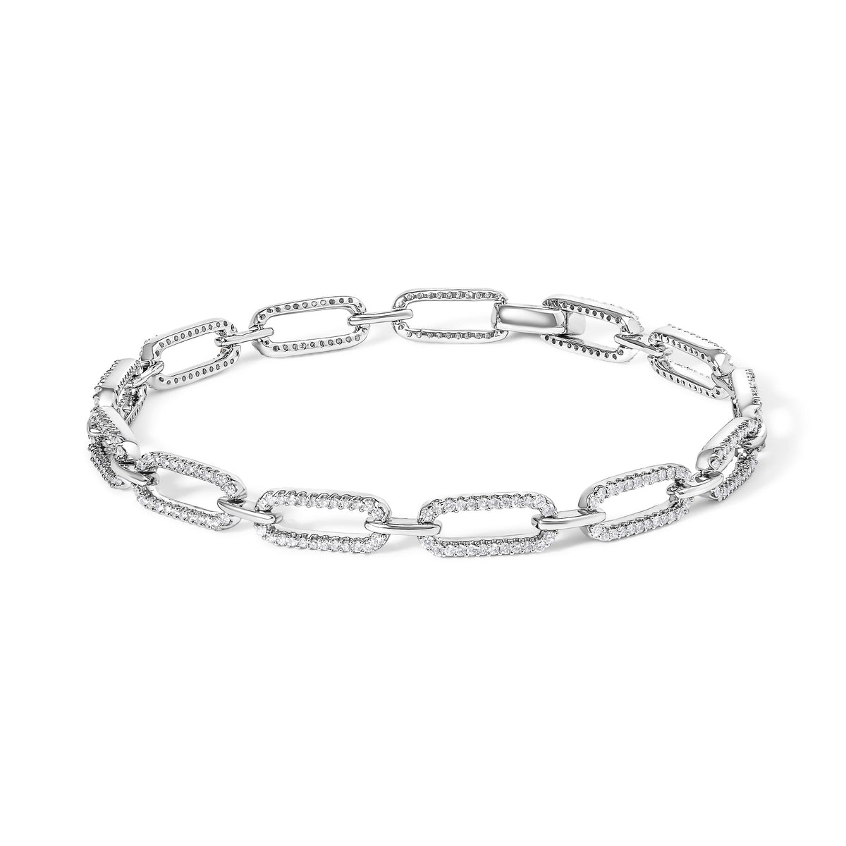 Pulsera de eslabones tipo Paperclip de oro blanco de 14K y 1.00 quilates