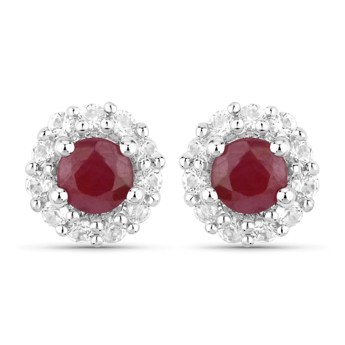2.17 Carat Genuine Ruby and White Topaz .925 Sterling Silver Jewelry Set - image 3 of 7