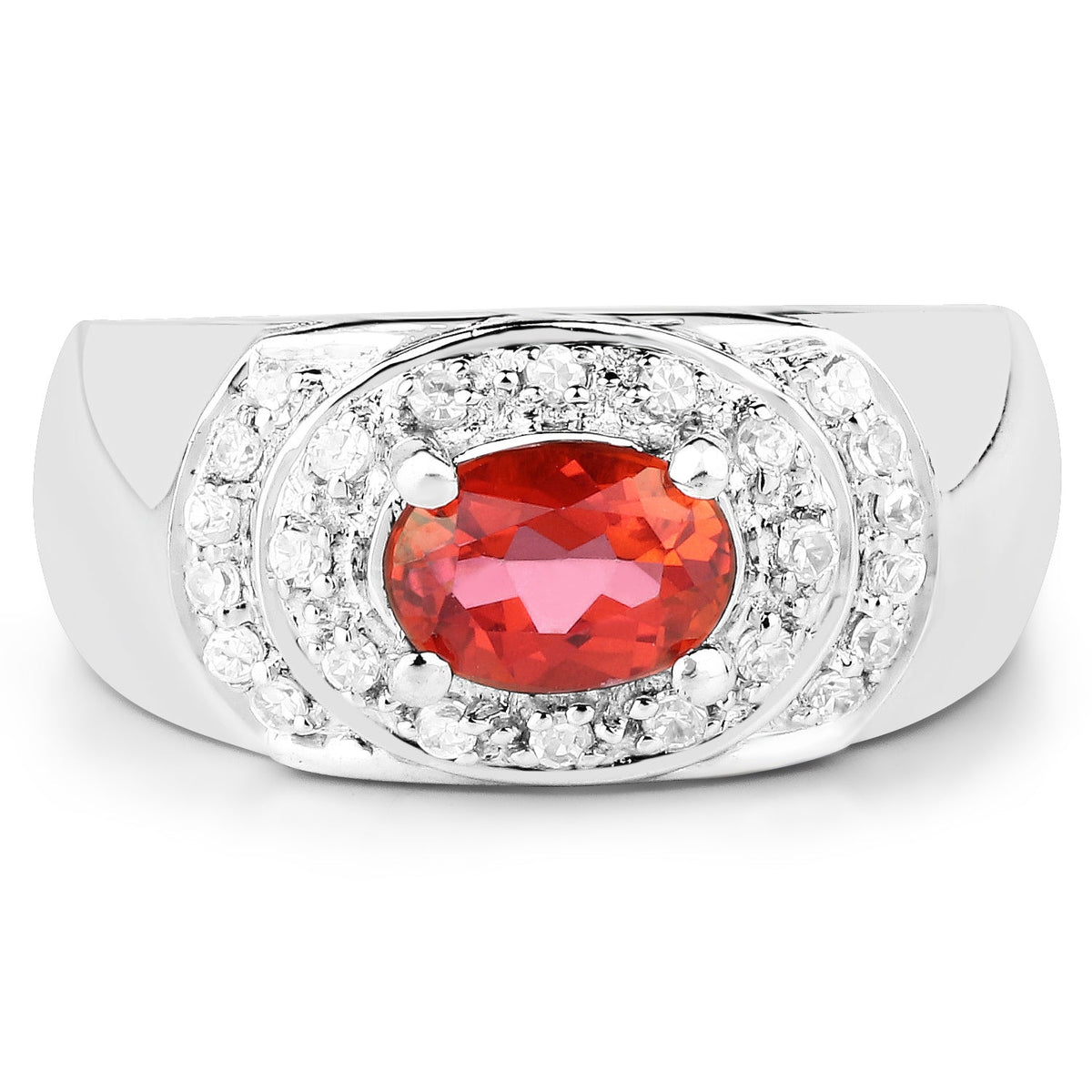 Anillo de plata de ley .925 con topacio rosa genuino de 1.37 quilates y circonita cúbica blanca
