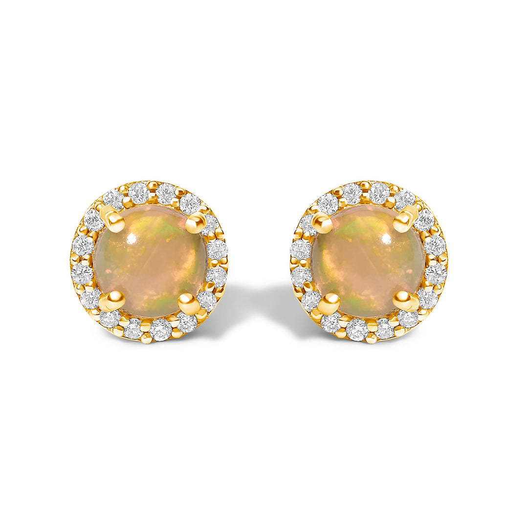 Pendientes de oro blanco de 10K con amatista morada y halo de diamantes de 1/6 Cttw