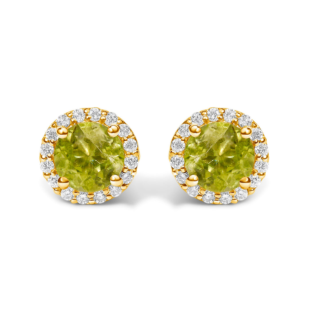 Pendientes de oro blanco de 10K con amatista morada y halo de diamantes de 1/6 Cttw