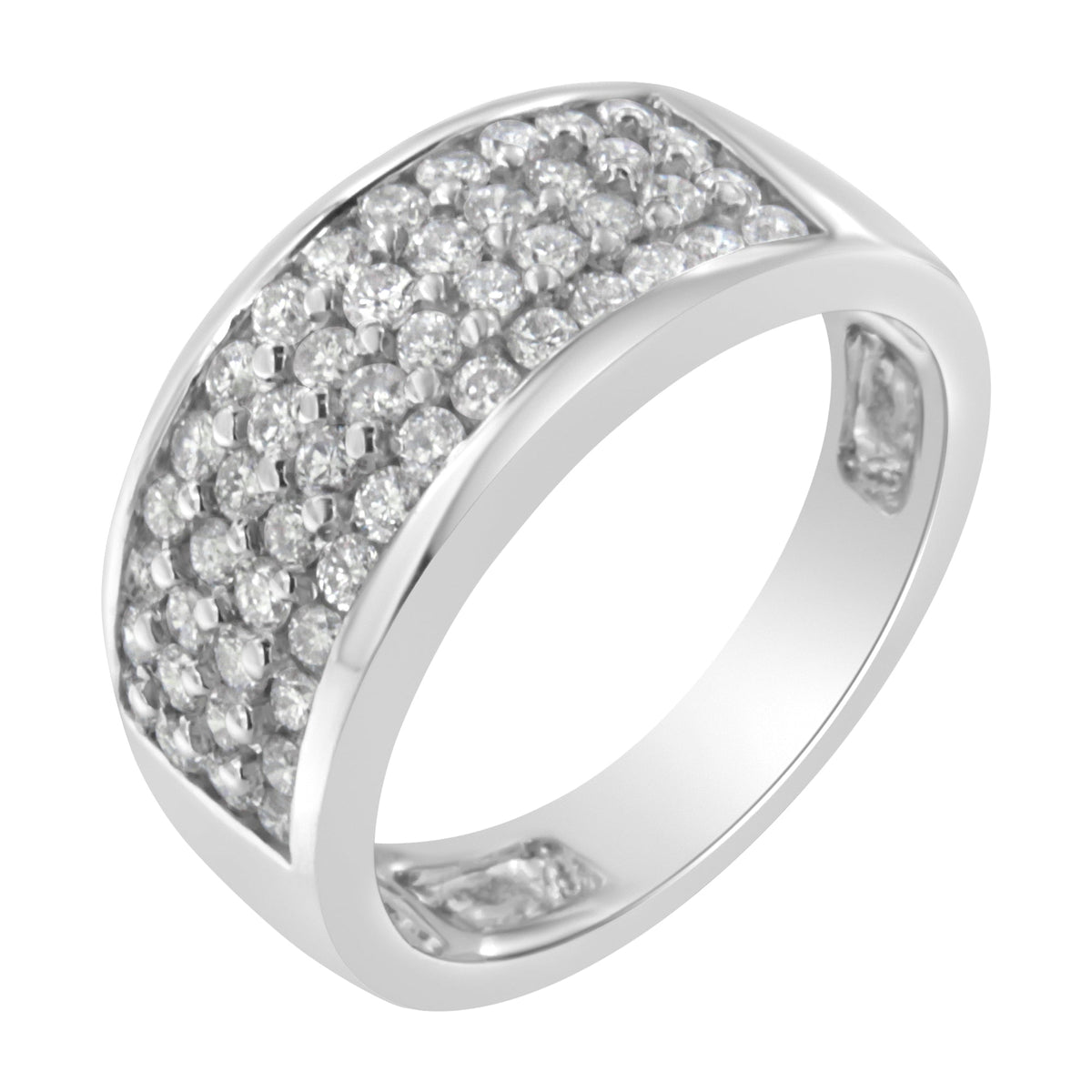 Anillo de oro blanco de 14 quilates con diamante redondo (1,0 TCW, color H-I, claridad SI2-I1) - Talla 6-1/2