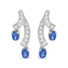 14K White Gold 4x3MM Oval Shaped Natural Blue Tanzanite Gemstone and 1/5 Cttw Diamond Double 3/4