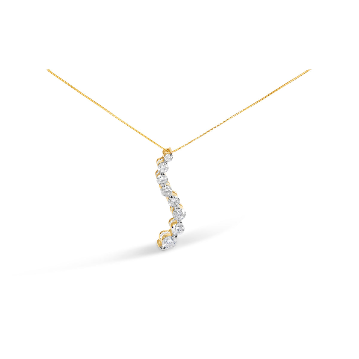 Colgante de oro blanco de 14k con certificación AGS, 3.0 quilates de diamantes baguette y de talla redonda brillante, estilo "Journey", collar de 18" (color F-G, claridad I1-I2)