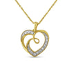 Collar con dije de cinta y corazón en plata de ley .925 chapada en oro amarillo de 14K con acento de diamante de 18