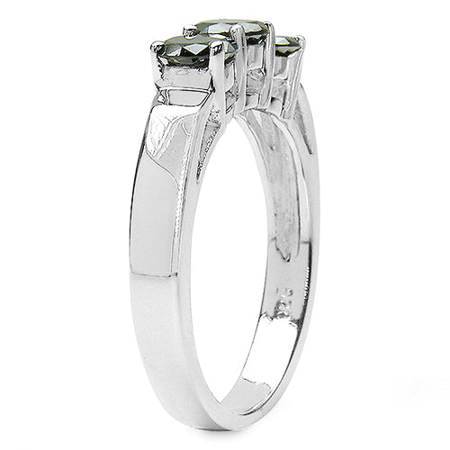 Anillo de plata esterlina .925 con diamante negro auténtico de 0,99 quilates
