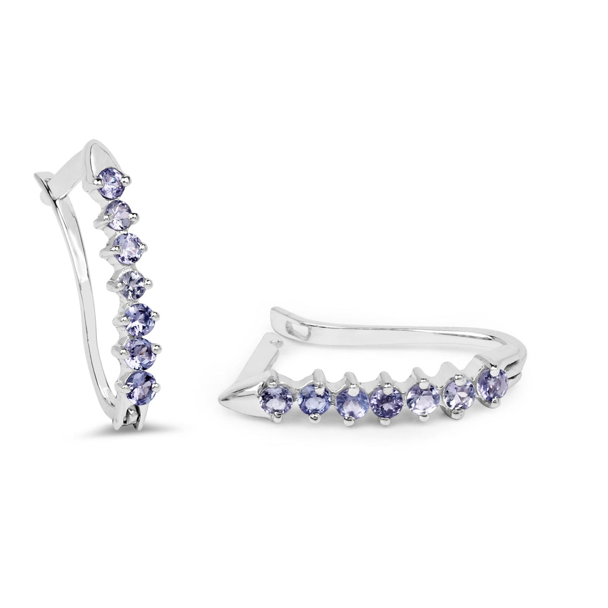 0.98 Carat Genuine Tanzanite .925 Sterling Silver Earrings - imagen 2 de 8
