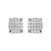 10K White Gold 3/4 Cttw Princess Diamond Composite Cushion Shape Stud Earrings (I-J Color, I1-I2 Clarity)