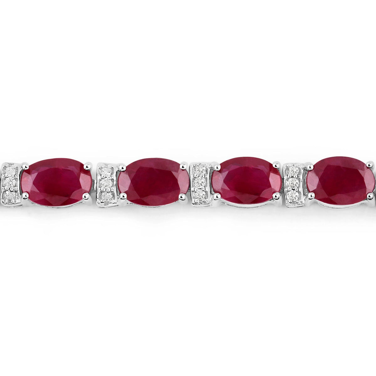 11.67 Carat Genuine Ruby and White Diamond 14K White Gold Bracelet - image 2 of 6
