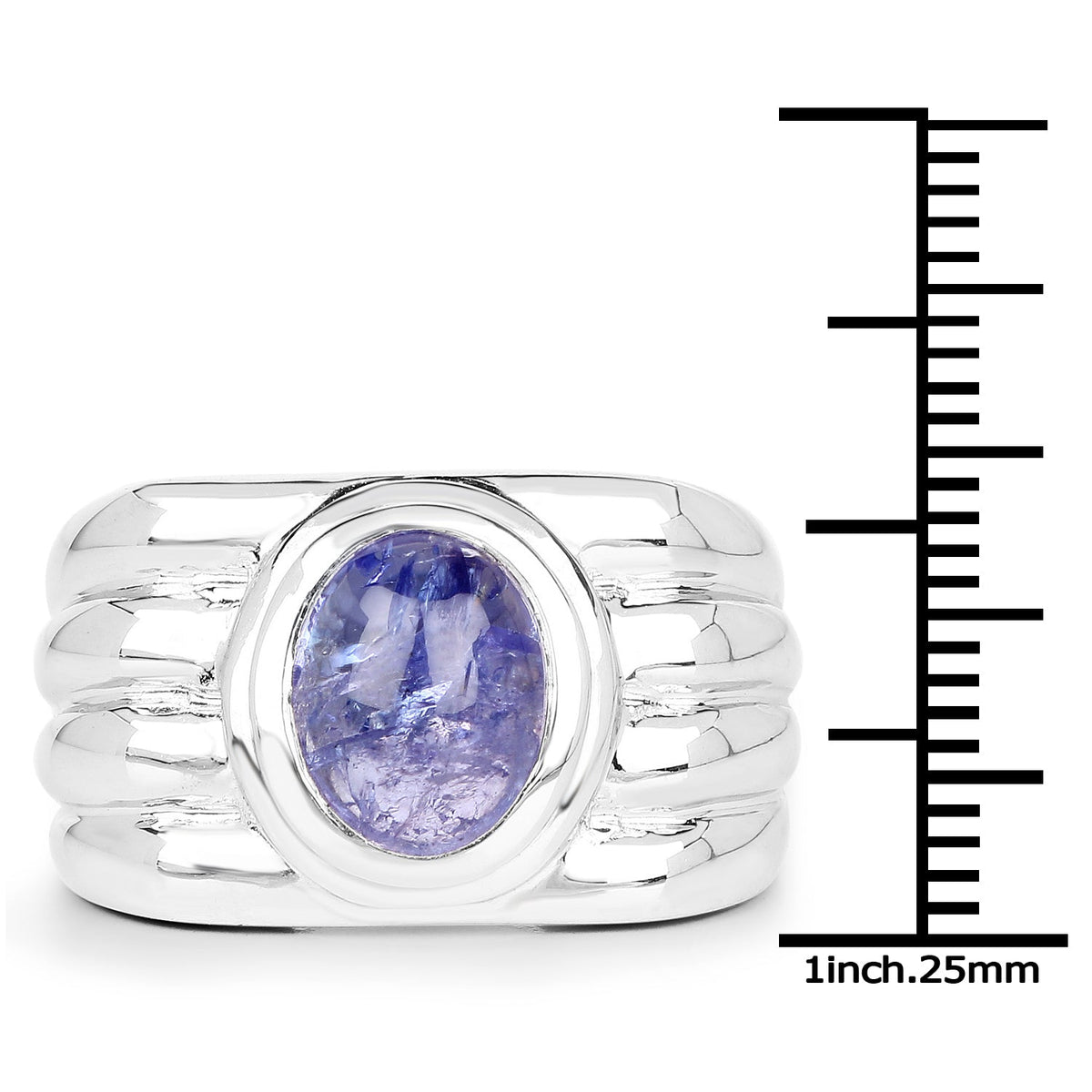 Anillo de plata de ley .925 con tanzanita auténtica de 3.55 quilates