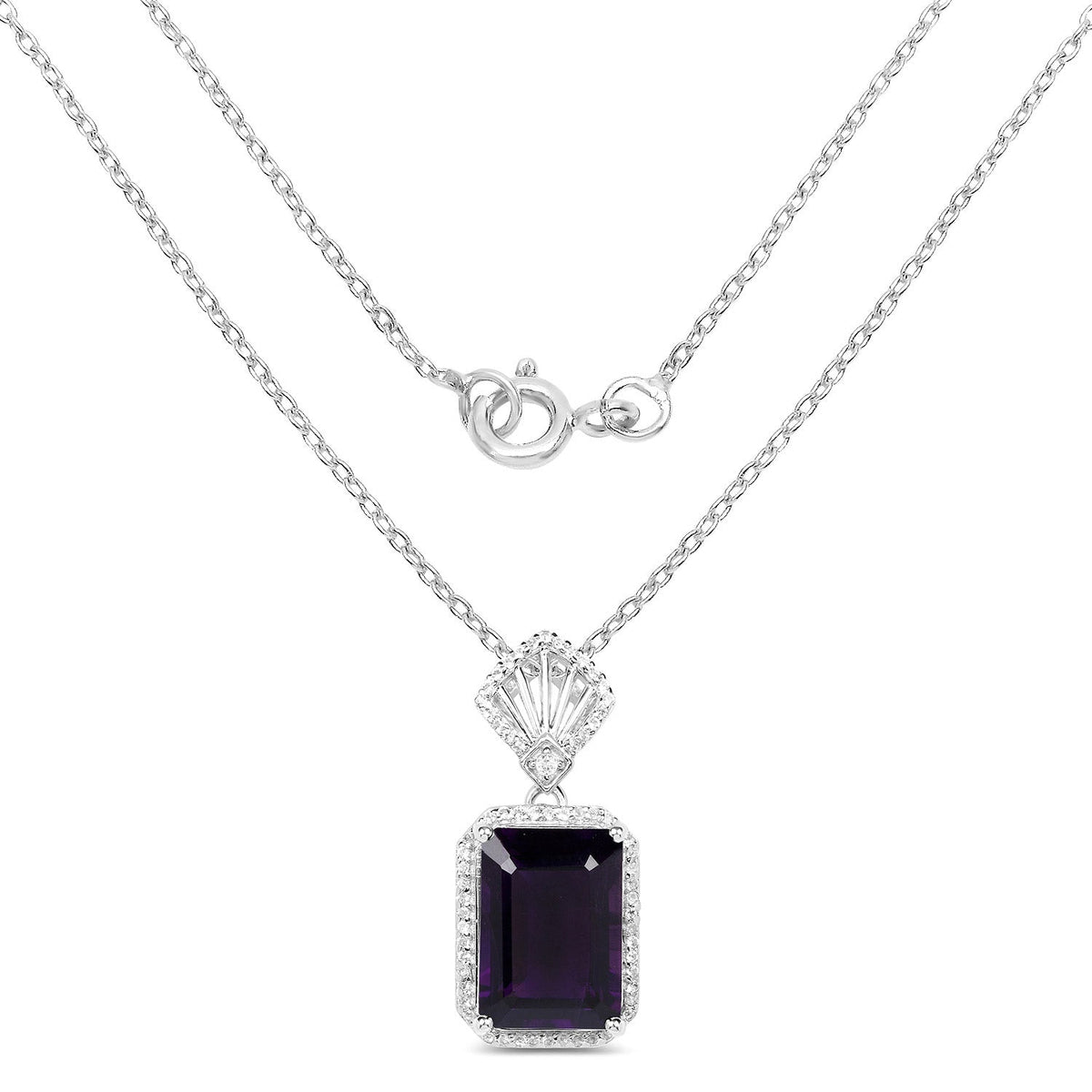 Colgante de plata esterlina .925 con amatista genuina y circonita blanca de 7.37 quilates