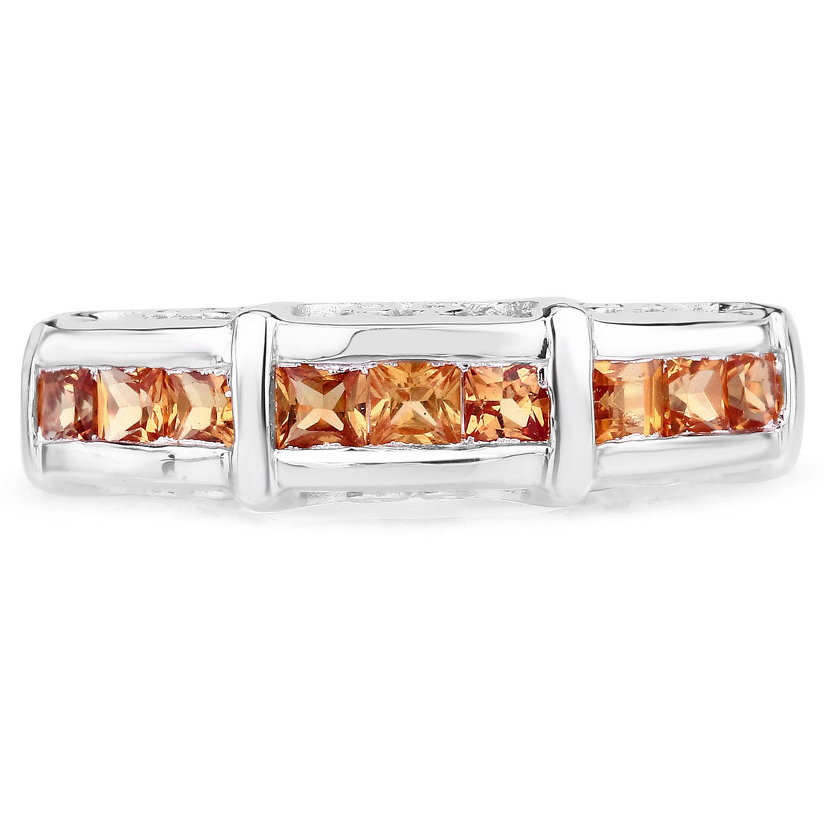 Anillo de plata de ley .925 con zafiro naranja auténtico de 1,08 quilates