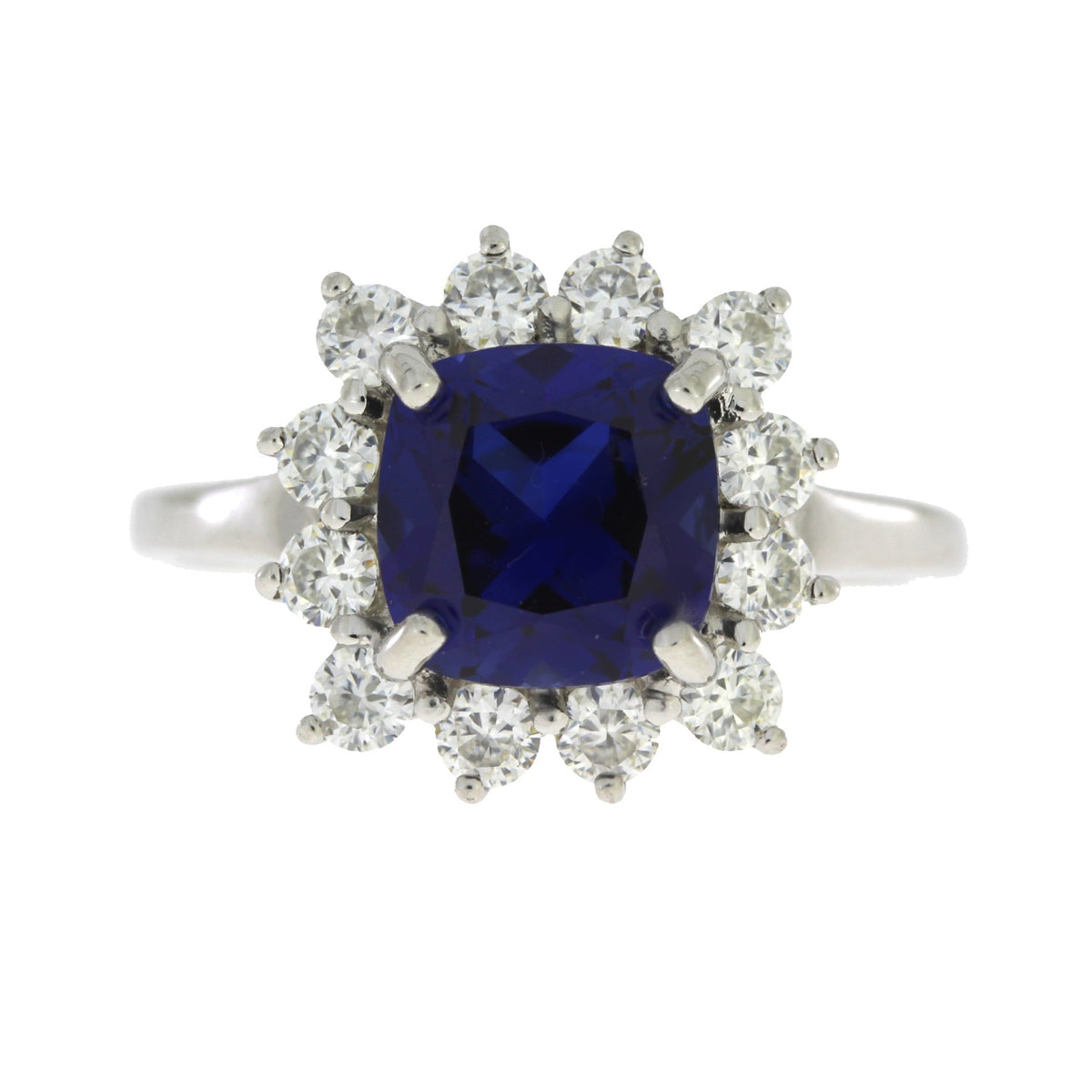 Anillo de zafiro y moissanita de plata esterlina