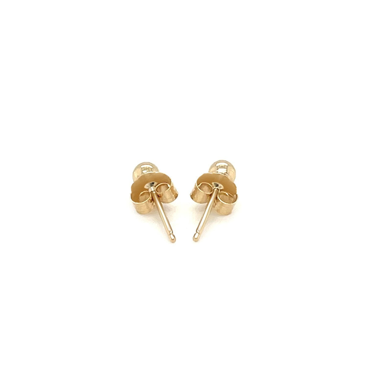 Pendientes de botón redondos pulidos de oro amarillo de 14k