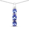 1.11 Carat Genuine Tanzanite and White Diamond .925 Sterling Silver Pendant