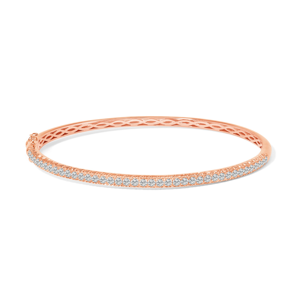 Pulsera de oro rosa de 14K con diamantes (1,00 Cttw, color G-H, claridad SI2-I1) de media eternidad - 7 pulgadas