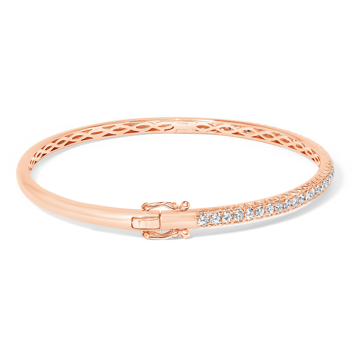 Pulsera de oro rosa de 14K con diamantes (1,00 Cttw, color G-H, claridad SI2-I1) de media eternidad - 7 pulgadas