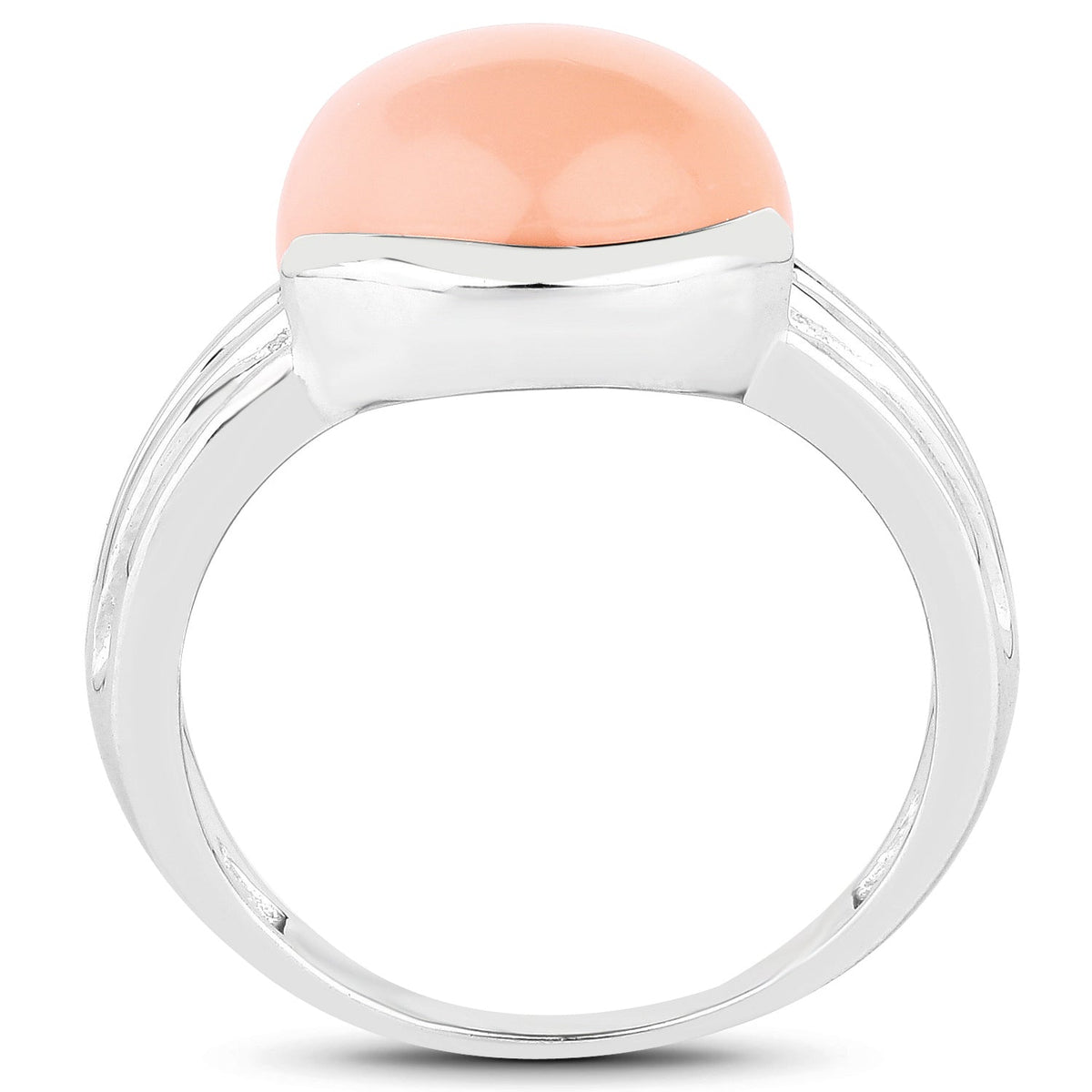 Anillo de plata de ley .925 con piedra lunar melocotón auténtica de 6,00 quilates