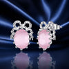 925 Sterling Silver White Gold Plated Earrings with Transparent Glass, 1.6x1.2cm for Women