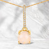 0.53 Carat Genuine Ethiopian Opal and White Diamond 10K Yellow Gold Pendant