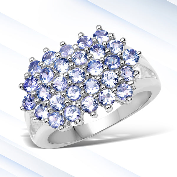 Anillo de plata de ley .925 con tanzanita genuina de 2.03 quilates
