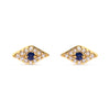 10K Yellow Gold Blue Sapphire and Diamond Accent Evil Eye Stud Earring (H-I Color, I1-I2 Clarity)