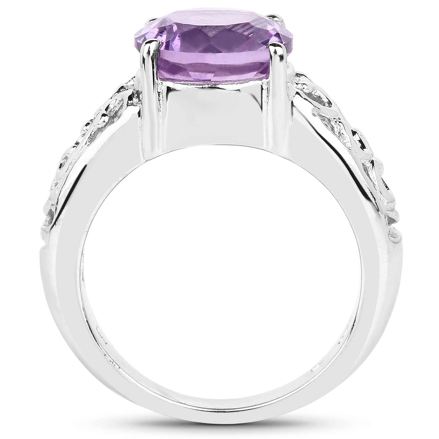 Anillo de plata esterlina .925 con amatista auténtica de 3.30 quilates
