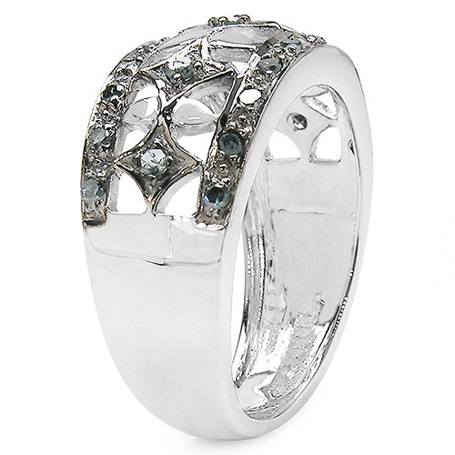 Anillo de plata de ley .925 con diamante azul genuino de 0,29 quilates