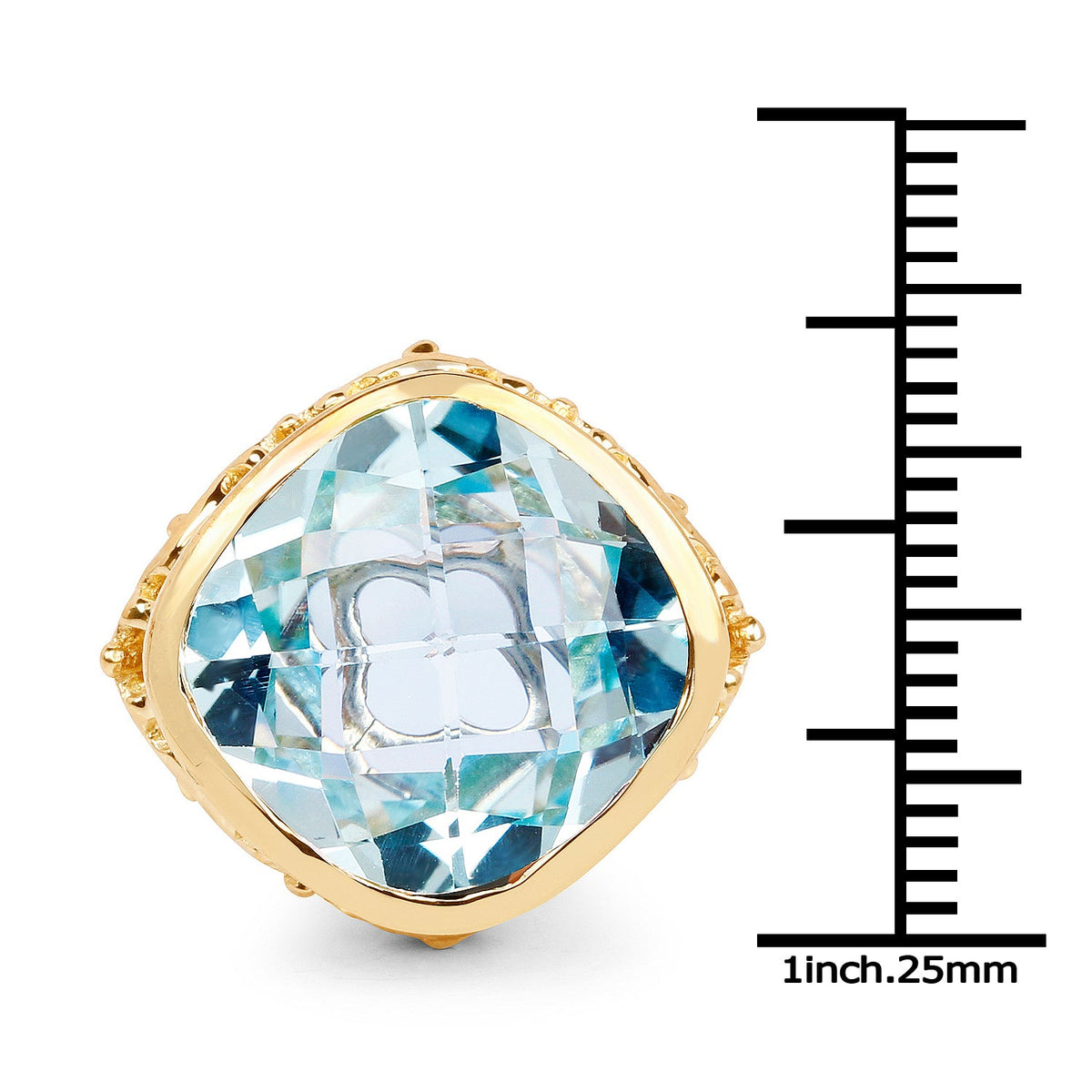 Anillo de plata de ley .925 con topacio azul auténtico de 12.79 quilates