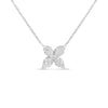 10K White Gold 1/2 Cttw Brilliant Round Diamond Marquise Shaped 4 Leaf Clover Adjustable 16-18