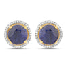 5.20 Carat Dyed Sapphire and White Diamond .925 Sterling Silver Earrings