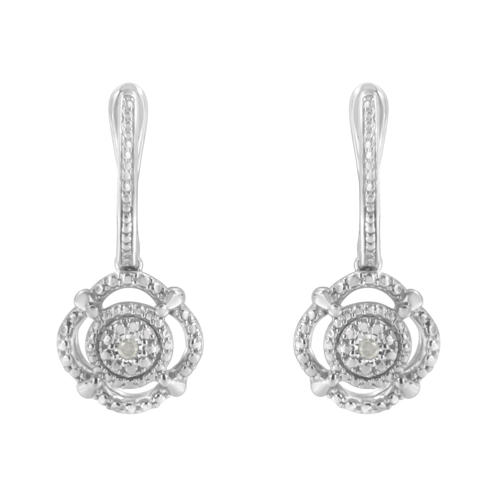 .925 Sterling Silver Miracle-Set Diamond Accent Drop and Dangle Earrings (I-J Color, I3 Clarity)
