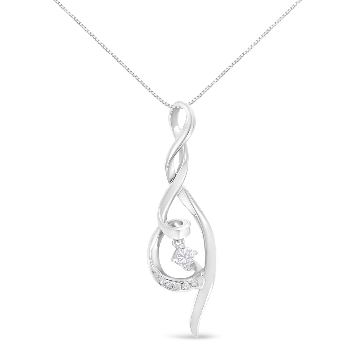 Collar con colgante de espiral de diamante Espira 10K oro blanco 1/10 cttw (I-J, I1-I2)