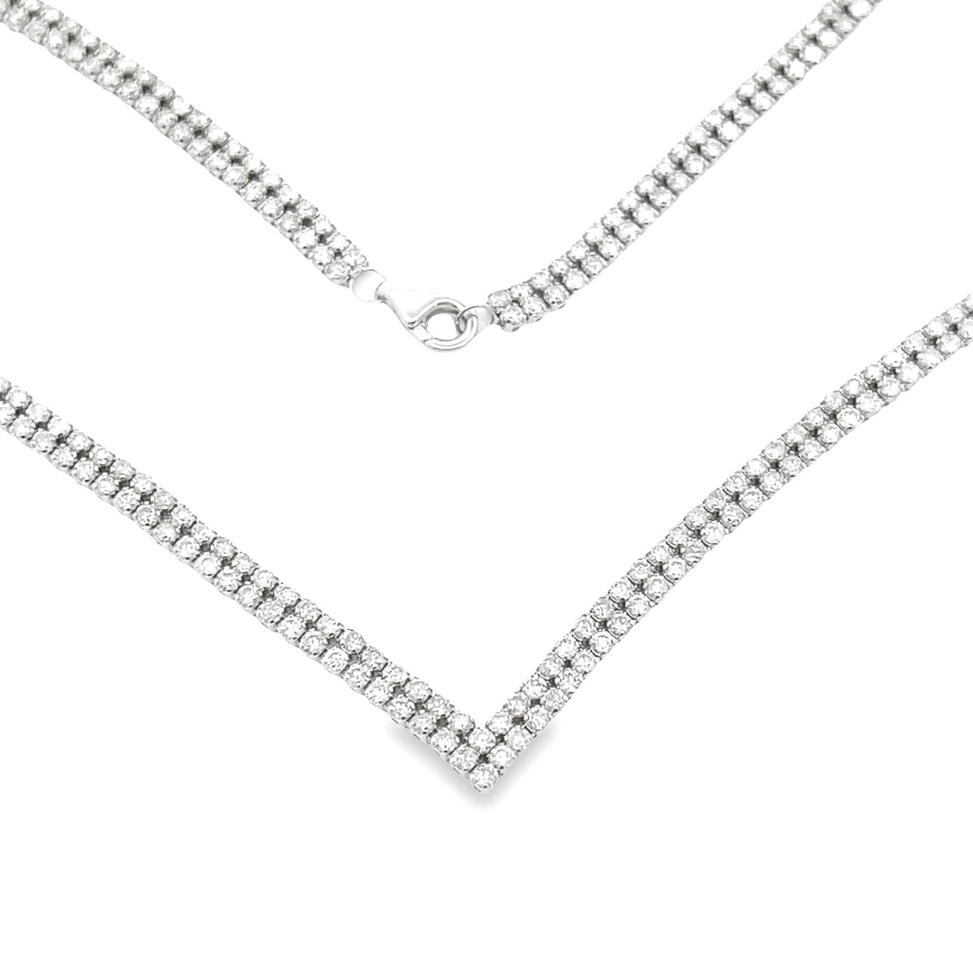 Natural 7.00ct Diamond Tennis Necklace 14KT White Gold