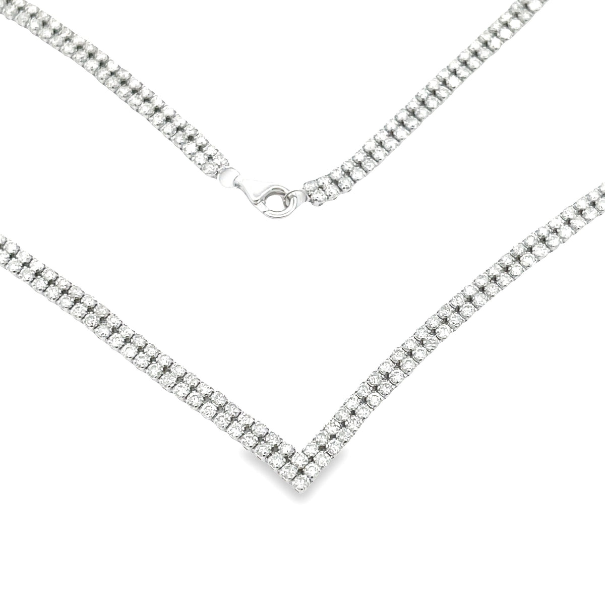 Gargantilla tenis de oro blanco de 14K con diamantes naturales de 7,00 ct
