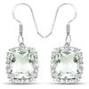 10.48 Carat Genuine Green Amethyst and White Topaz .925 Sterling Silver Earrings