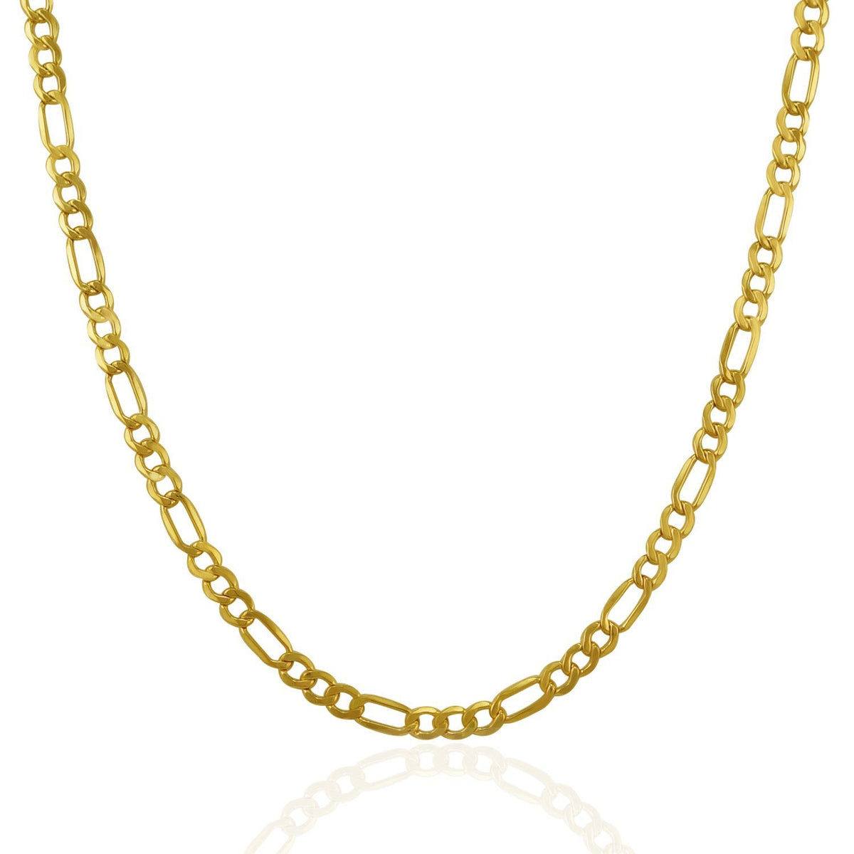Cadena Fígaro Fina de Oro Amarillo de 14k y 3.5mm