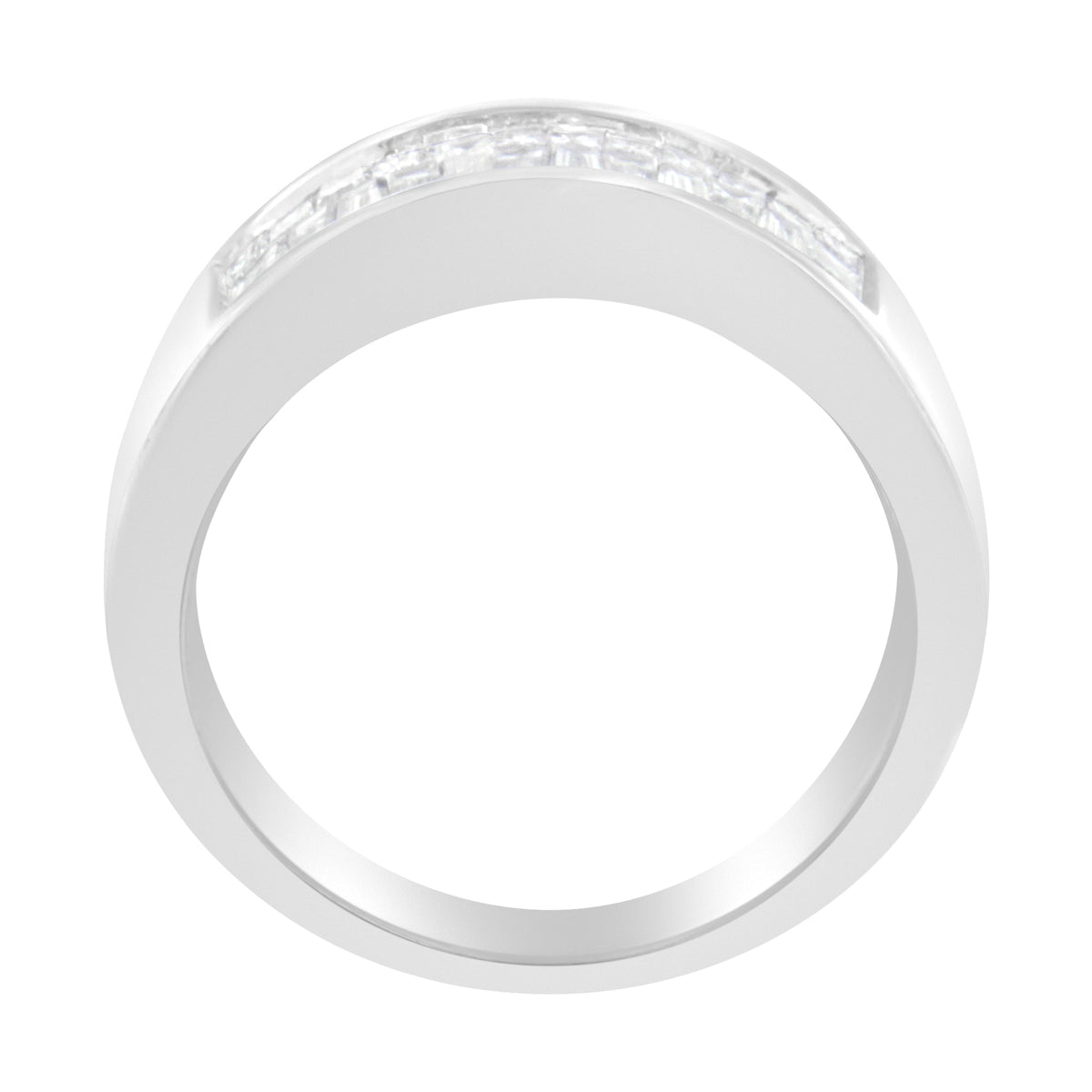 Anillo de oro blanco de 14 quilates con diamantes talla princesa y baguette (1,0 Cttw, color H-I, claridad VS2-SI1) - Talla 6