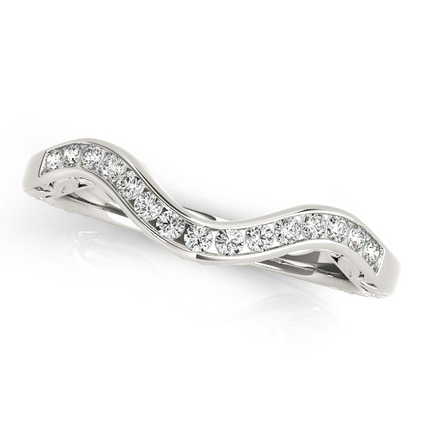 Anillo de boda curvo de oro blanco de 14k con diamantes (1/10 cttw)