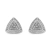 .925 Sterling Silver Diamond-Accented Trillion Shaped 4-Stone Halo-Style Stud Earrings (H-I Color, I2-I3 Clarity)