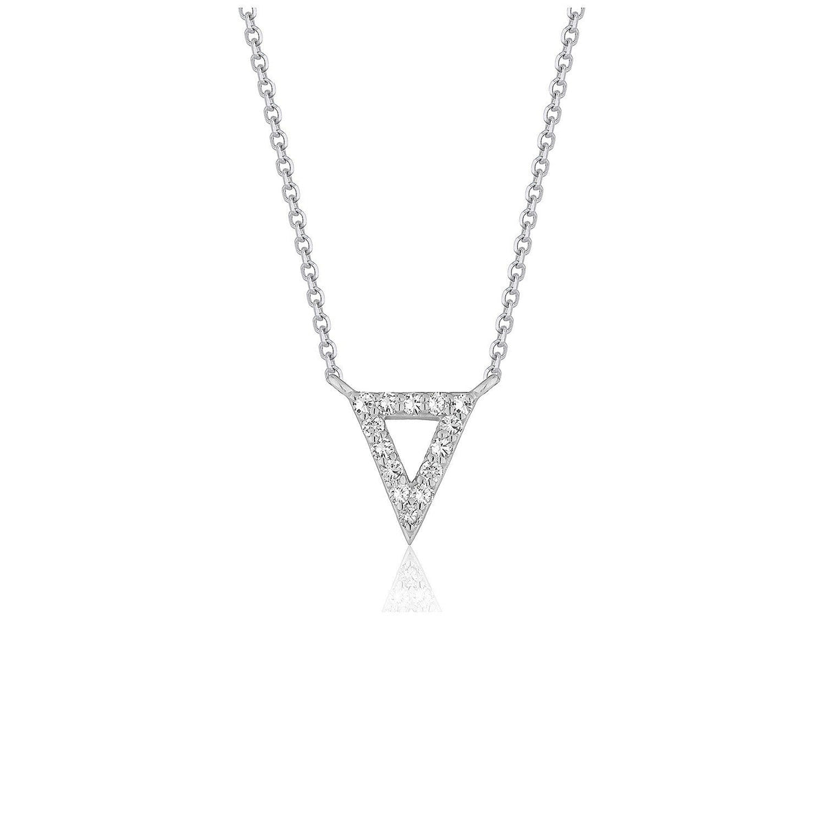 Colgante de oro blanco de 14k con diamante en triángulo invertido