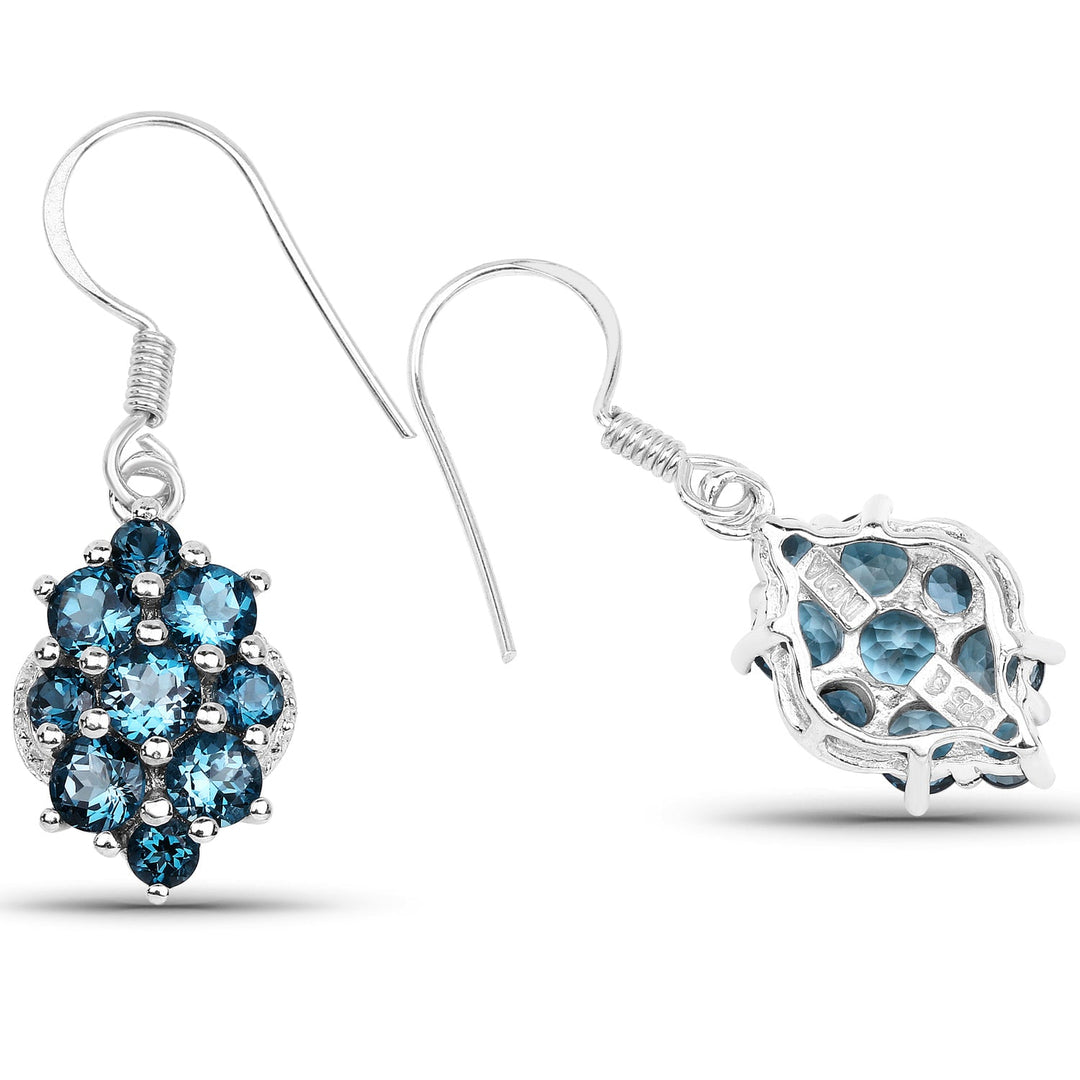 Pendientes de plata de ley .925 con topacio azul de Londres genuino de 4,32 quilates